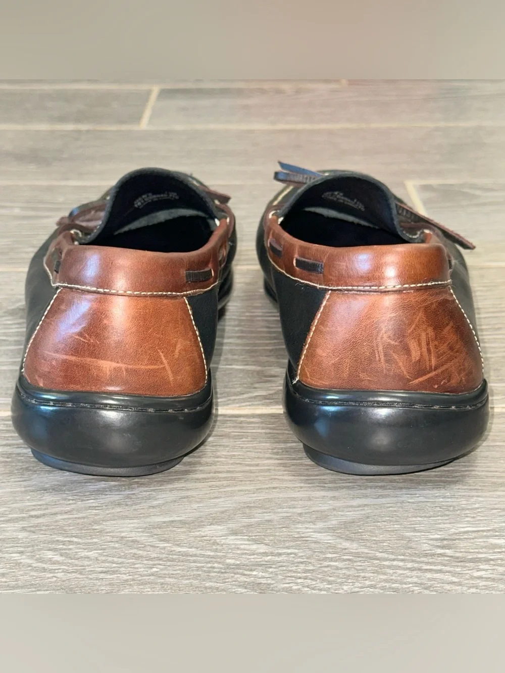 Cole Haan Venetian Men's 11 Two-Tone Black Brown Leather Driving Loafer Moccasin